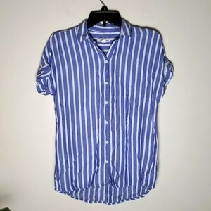 Beach lunch lounge currier stripe button down shirt nautical beach coastal